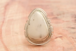 Genuine White Buffalo Turquoise Sterling Silver Native American Ring